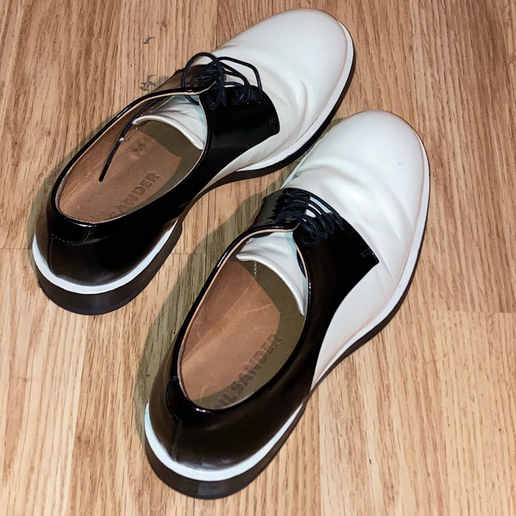 Jil Sander Womens Lace Up Oxfords White Black Sz Italian 36 Us 5